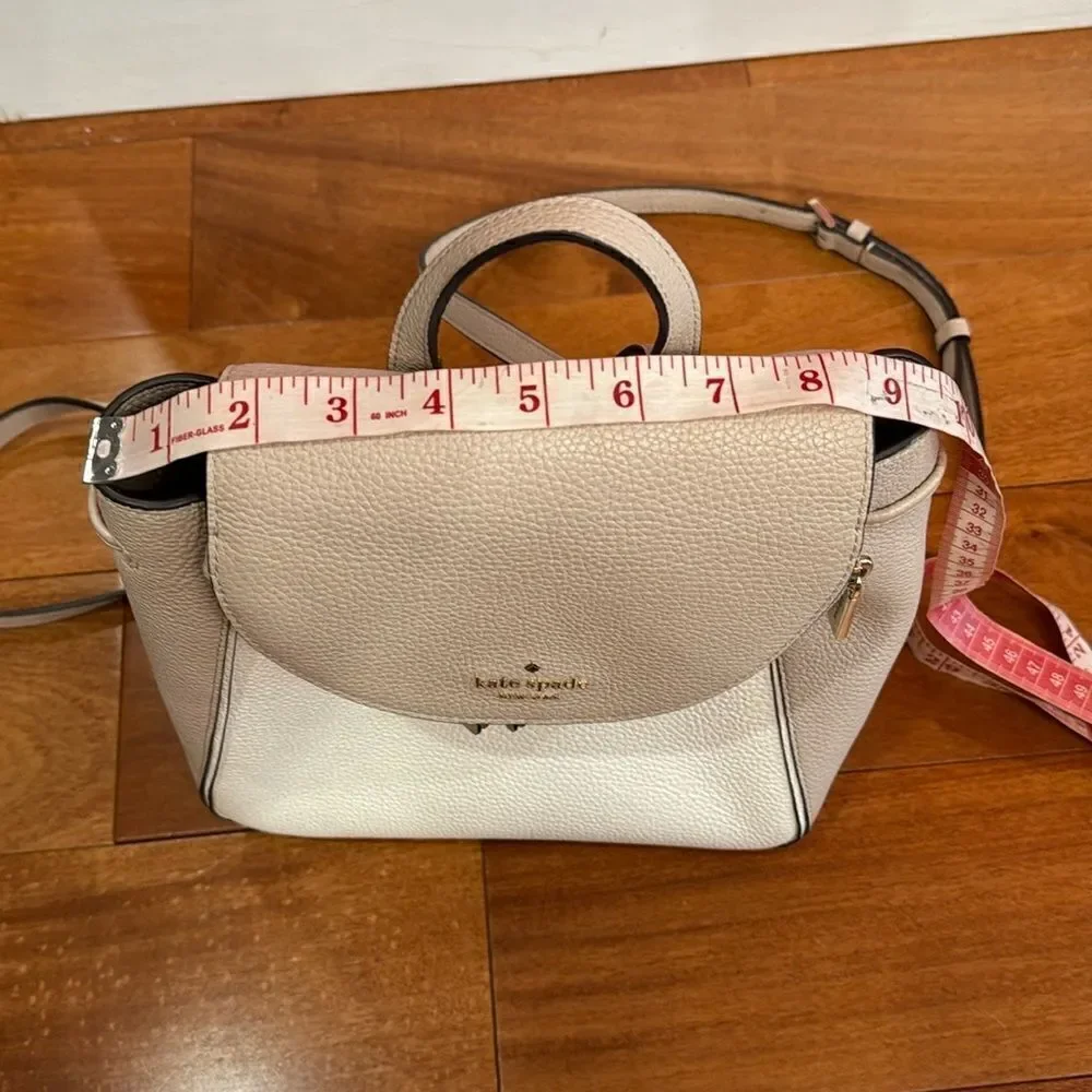 Kate Spade Leila Medium 2 Tones Pebbled Leather Backpack Drawstring Flap Closure